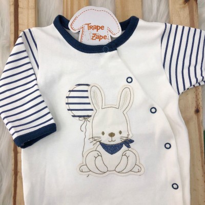  Macacão Trape Zape - Coelhinho com Balão Listrado marinho